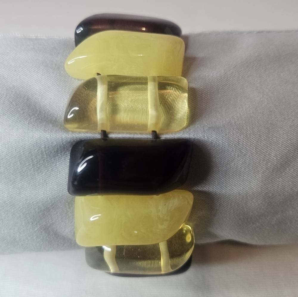 Vintage Tri Color Amber Acrylic Stretch Bracelet Y2K